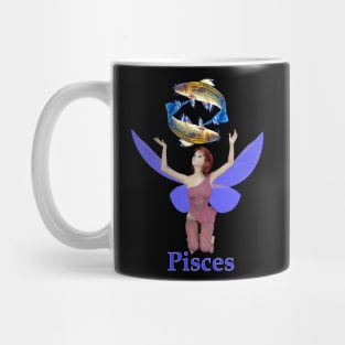 Pisces fairy girl gazing at spinning twin fish Mug